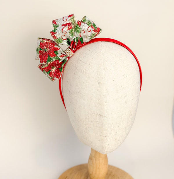 Christmas headband- Red Poinsettia Bow Gabificent