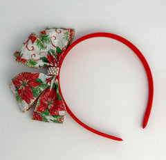 Christmas headband- Red Poinsettia Bow Gabificent