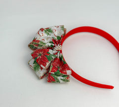 Christmas headband- Red Poinsettia Bow Gabificent