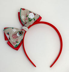 Christmas headband- Red Santa Bow Gabificent