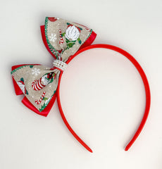 Christmas headband- Red Santa Bow Gabificent