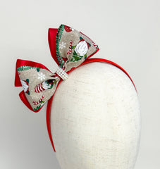 Christmas headband- Red Santa Bow Gabificent