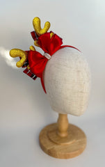 Christmas headband - Red and Gold Gabificent