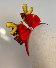 Christmas headband - Red and Gold Gabificent