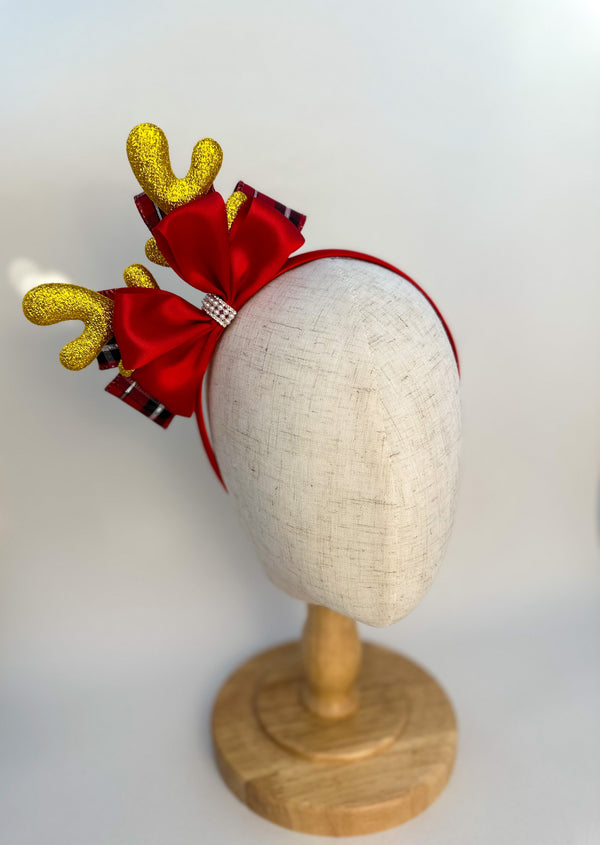 Christmas headband - Red and Gold Gabificent