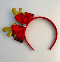 Christmas headband - Red and Gold Gabificent