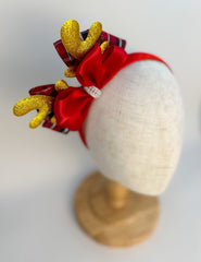 Christmas headband - Red and Gold Gabificent