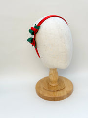 Christmas headband- Red and Green Bow Gabificent