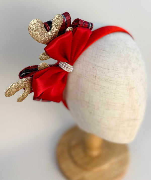 Christmas headband - Red and Rose Gold Gabificent