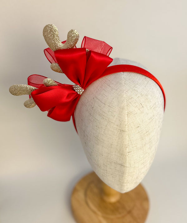 Christmas headband - Red and Rose Gold Gabificent