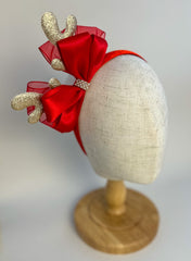 Christmas headband - Red and Rose Gold Gabificent