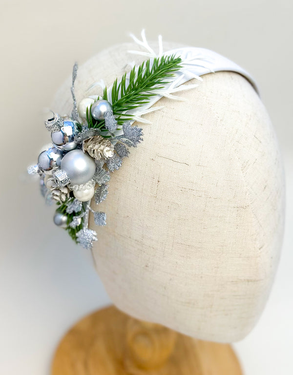 Christmas headband - Silver and White Gabificent