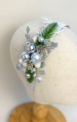 Christmas headband - Silver and White Gabificent