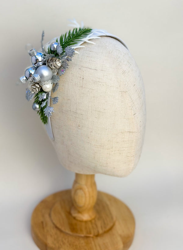 Christmas headband - Silver and White Gabificent