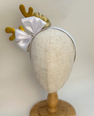 Christmas headband -White and Gold - Gabificent