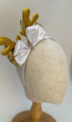 Christmas headband -White and Gold - Gabificent