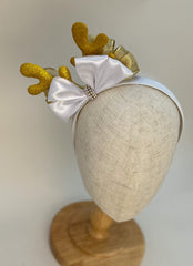 Christmas headband -White and Gold - Gabificent