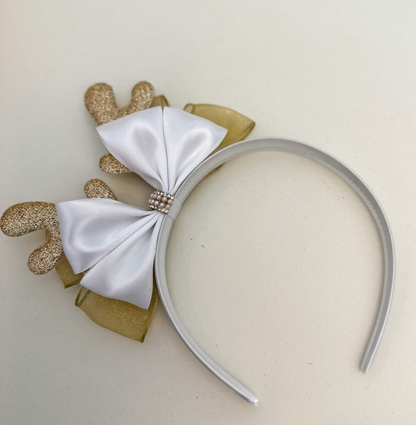 Christmas headband- White and Gold - Gabificent