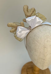 Christmas headband- White and Gold - Gabificent