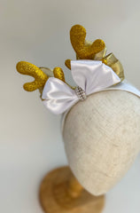 Christmas headband -White and Gold - Gabificent