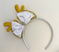 Christmas headband -White and Gold - Gabificent
