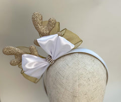 Christmas headband- White and Gold - Gabificent
