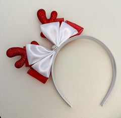 Christmas headband- White and Red - Gabificent