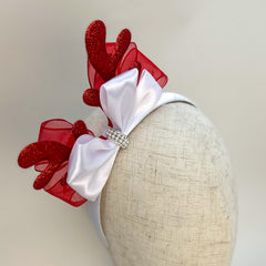 Christmas headband- White and Red - Gabificent