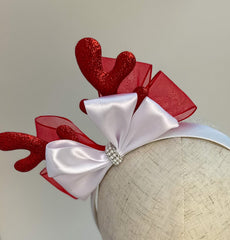 Christmas headband- White and Red - Gabificent