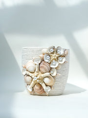 Indoor plant pot with shells