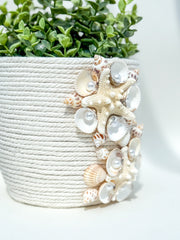 Indoor plant pot with shells