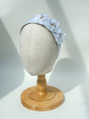 Headband “White Satin flowers”