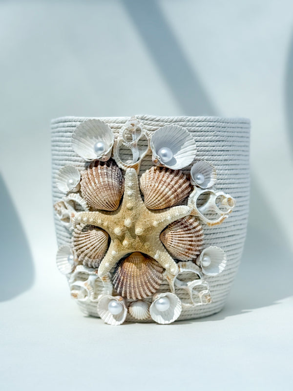 Indoor plant pot with shells