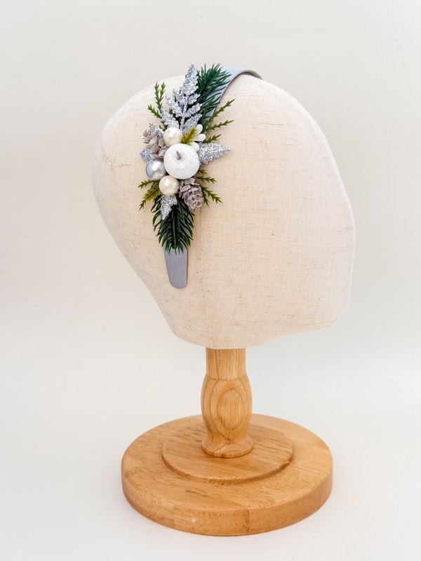 Christmas headband - Silver and White - Gabificent