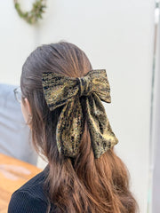 Large  Velvet hair bow “Black Glitter”