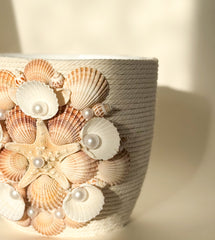 Indoor plant pot with shells
