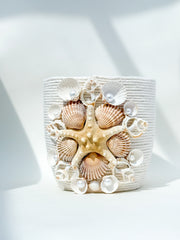 Indoor plant pot with shells