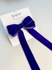 Velvet hair Bow- Purple