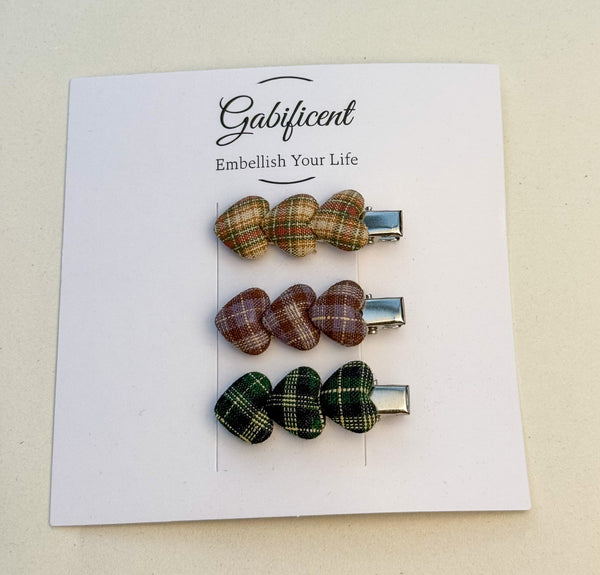 Fabric Heart Hairclips Gabificent