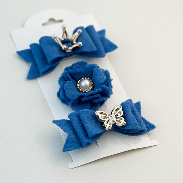 Felt hair clips “Blue” Gabificent