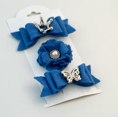Felt hair clips “Blue” Gabificent