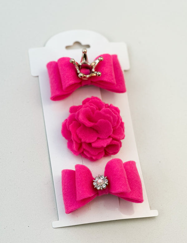 Felt hair clips “Bright pink” Gabificent