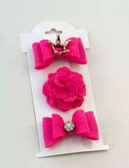 Felt hair clips “Bright pink” Gabificent