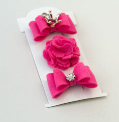 Felt hair clips “Bright pink” Gabificent