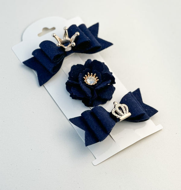Felt hair clips “Dark blue” Gabificent