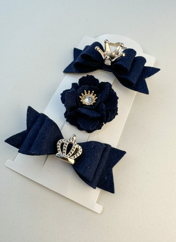 Felt hair clips “Dark blue” Gabificent
