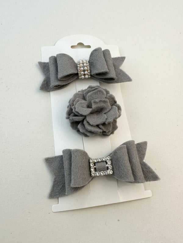 Felt hair clips “Grey” Gabificent