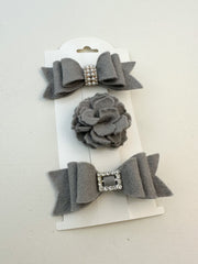 Felt hair clips “Grey” Gabificent