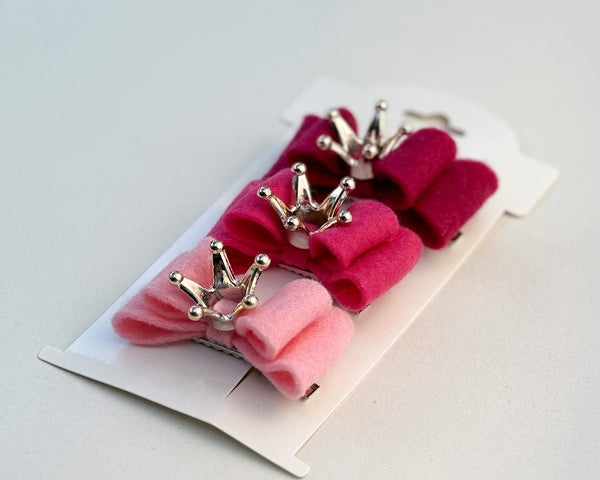 Felt hair clips “Pink crowns” Gabificent