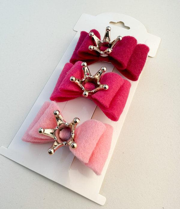 Felt hair clips “Pink crowns” Gabificent